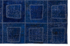 Blue Over Dyed Patchwork Unique Rug 5'3'' x 7'7'' ft 160 x 230 cm