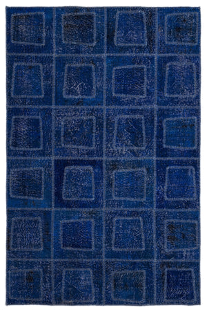 Blue Over Dyed Patchwork Unique Rug 5'3'' x 7'7'' ft 160 x 230 cm