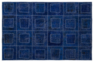 Blue Over Dyed Patchwork Unique Rug 5'3'' x 7'7'' ft 160 x 230 cm