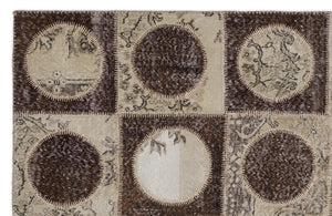 Brown Over Dyed Patchwork Unique Rug 5'3'' x 7'7'' ft 160 x 230 cm