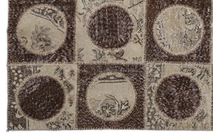 Brown Over Dyed Patchwork Unique Rug 5'3'' x 7'7'' ft 160 x 230 cm