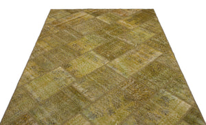 Green Over Dyed Patchwork Unique Rug 5'3'' x 7'7'' ft 160 x 230 cm