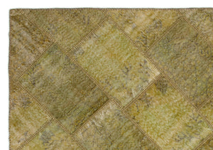 Green Over Dyed Patchwork Unique Rug 5'3'' x 7'7'' ft 160 x 230 cm