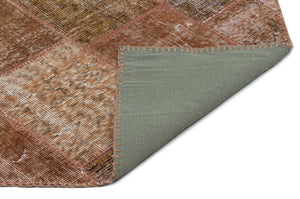 Brown Over Dyed Patchwork Unique Rug 5'2'' x 7'7'' ft 157 x 232 cm