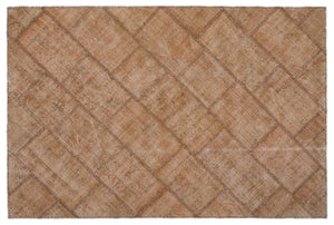 Brown Over Dyed Patchwork Unique Rug 5'1'' x 7'7'' ft 154 x 230 cm