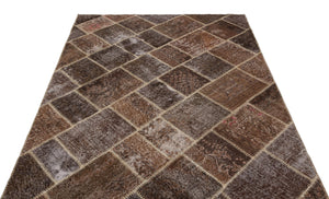 Brown Over Dyed Patchwork Unique Rug 5'3'' x 7'6'' ft 160 x 228 cm