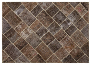 Brown Over Dyed Patchwork Unique Rug 5'3'' x 7'6'' ft 160 x 228 cm