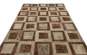 Beige Over Dyed Patchwork Unique Rug 6'6'' x 9'4'' ft 197 x 284 cm