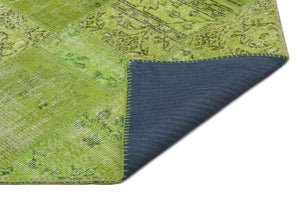 Green Over Dyed Patchwork Unique Rug 6'3'' x 9'4'' ft 191 x 285 cm