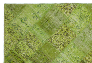 Green Over Dyed Patchwork Unique Rug 6'3'' x 9'4'' ft 191 x 285 cm