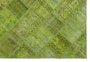 Green Over Dyed Patchwork Unique Rug 6'3'' x 9'4'' ft 191 x 285 cm