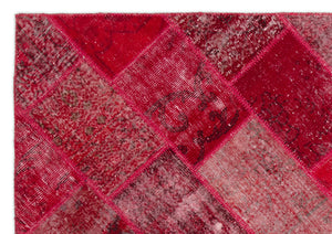 Red Over Dyed Patchwork Unique Rug 5'3'' x 7'8'' ft 161 x 233 cm