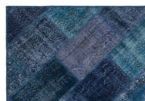 Turquoise Over Dyed Patchwork Unique Rug 5'3'' x 7'7'' ft 161 x 232 cm