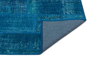 Turquoise Over Dyed Patchwork Unique Rug 2'8'' x 4'11'' ft 82 x 151 cm