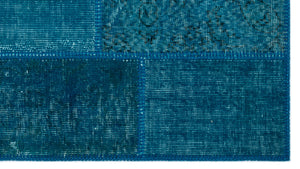 Turquoise Over Dyed Patchwork Unique Rug 2'8'' x 4'11'' ft 82 x 151 cm