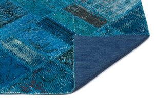 Turquoise Over Dyed Patchwork Unique Rug 2'8'' x 4'11'' ft 82 x 150 cm