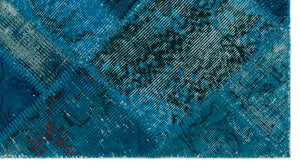 Turquoise Over Dyed Patchwork Unique Rug 2'8'' x 4'11'' ft 82 x 150 cm