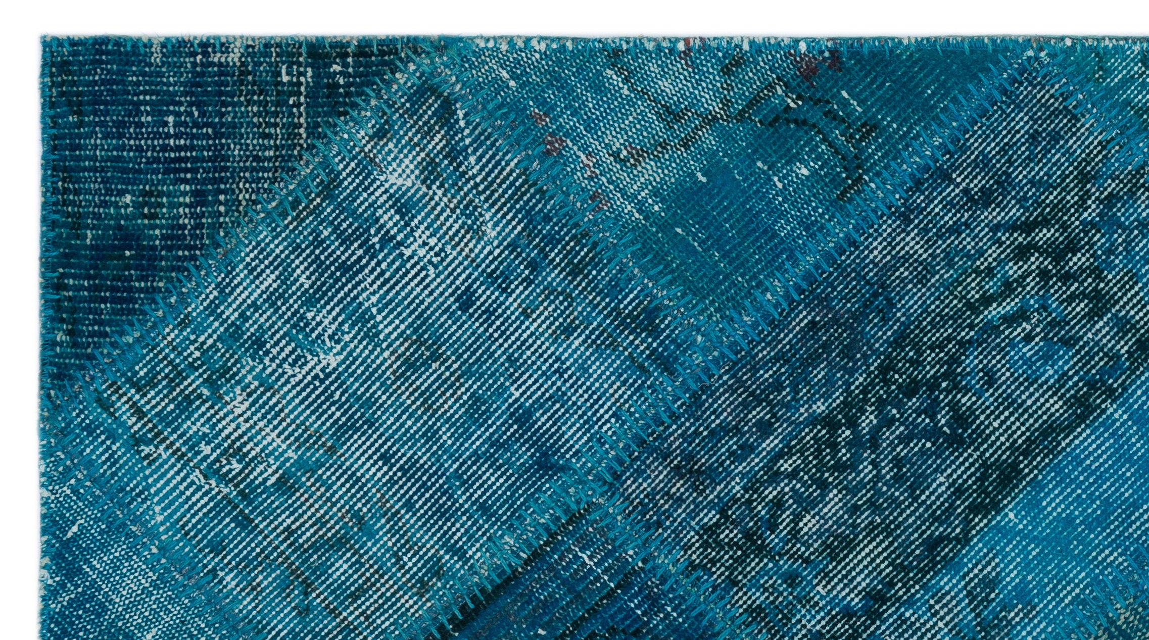 Turquoise Over Dyed Patchwork Unique Rug 2'8'' x 4'11'' ft 82 x 150 cm