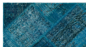 Turquoise Over Dyed Patchwork Unique Rug 2'8'' x 4'11'' ft 82 x 150 cm