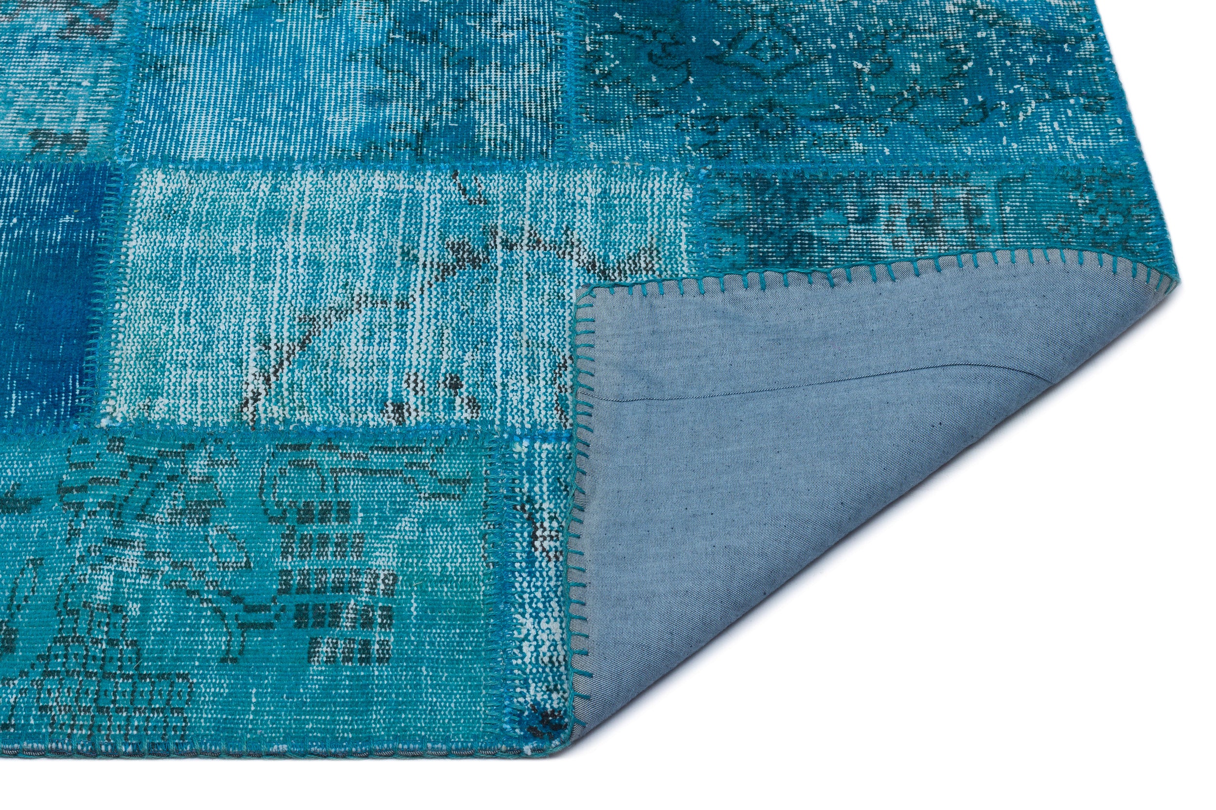 Turquoise Over Dyed Patchwork Unique Rug 2'9'' x 4'10'' ft 83 x 147 cm