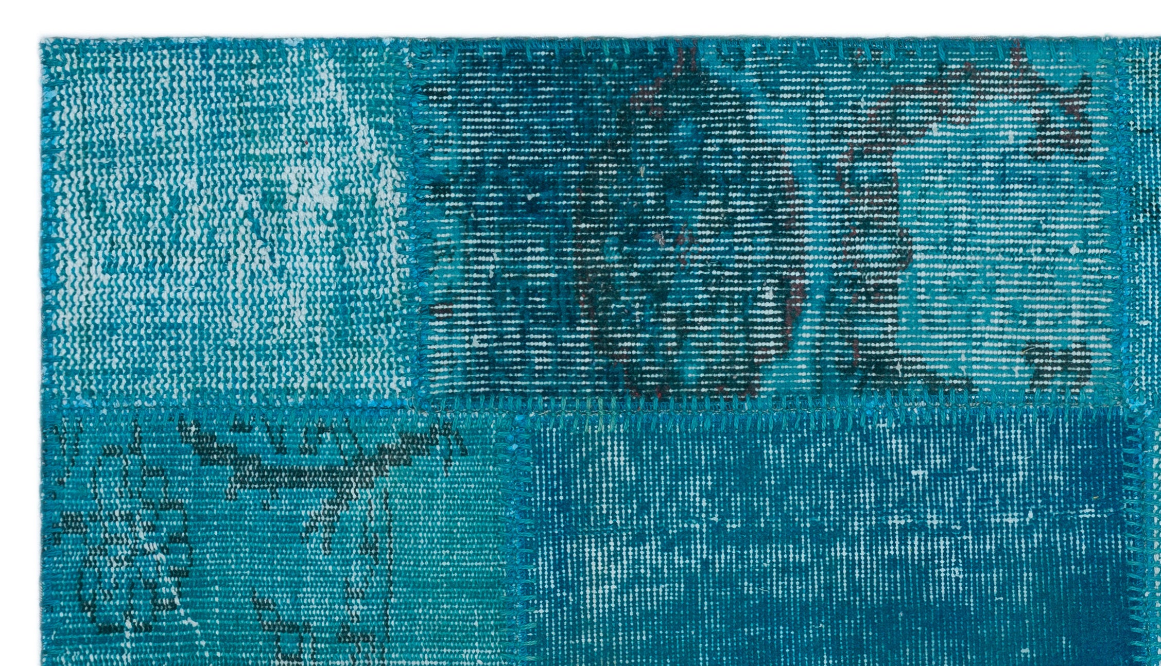 Turquoise Over Dyed Patchwork Unique Rug 2'9'' x 4'10'' ft 83 x 147 cm