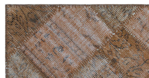 Brown Over Dyed Patchwork Unique Rug 2'7'' x 5'0'' ft 80 x 153 cm
