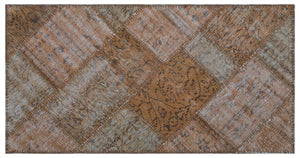 Brown Over Dyed Patchwork Unique Rug 2'7'' x 5'0'' ft 80 x 153 cm