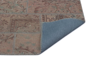 Beige Over Dyed Patchwork Unique Rug 2'7'' x 4'11'' ft 80 x 150 cm