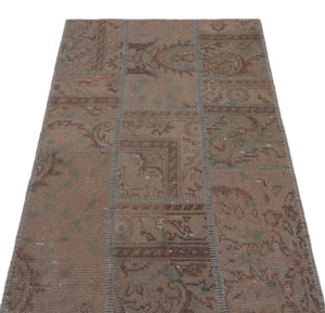 Beige Over Dyed Patchwork Unique Rug 2'7'' x 4'11'' ft 80 x 150 cm