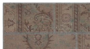 Beige Over Dyed Patchwork Unique Rug 2'7'' x 4'11'' ft 80 x 150 cm