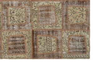 Brown Over Dyed Patchwork Unique Rug 5'3'' x 7'11'' ft 160 x 242 cm