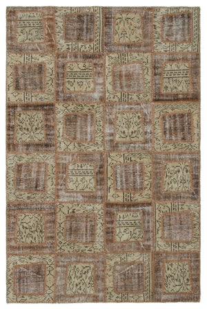 Brown Over Dyed Patchwork Unique Rug 5'3'' x 7'11'' ft 160 x 242 cm