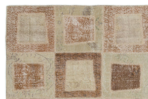 Beige Over Dyed Patchwork Unique Rug 5'3'' x 7'11'' ft 160 x 241 cm