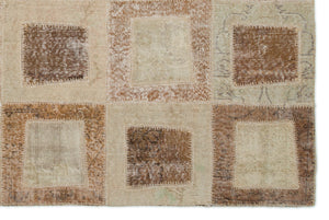 Beige Over Dyed Patchwork Unique Rug 5'3'' x 7'11'' ft 160 x 241 cm