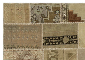 Beige Over Dyed Patchwork Unique Rug 5'3'' x 7'7'' ft 160 x 230 cm
