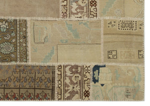 Beige Over Dyed Patchwork Unique Rug 5'3'' x 7'7'' ft 160 x 230 cm