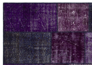 Purple Over Dyed Patchwork Unique Rug 5'3'' x 7'7'' ft 160 x 230 cm