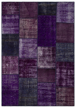 Purple Over Dyed Patchwork Unique Rug 5'3'' x 7'7'' ft 160 x 230 cm