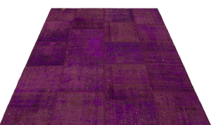 Purple Over Dyed Patchwork Unique Rug 5'3'' x 7'7'' ft 160 x 230 cm