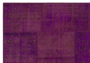Purple Over Dyed Patchwork Unique Rug 5'3'' x 7'7'' ft 160 x 230 cm