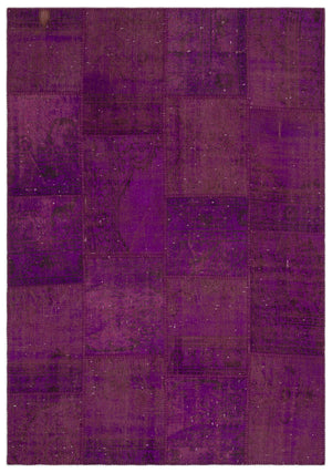 Purple Over Dyed Patchwork Unique Rug 5'3'' x 7'7'' ft 160 x 230 cm