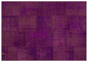 Purple Over Dyed Patchwork Unique Rug 5'3'' x 7'7'' ft 160 x 230 cm