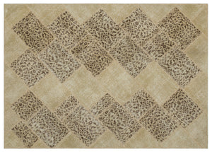 Beige Over Dyed Patchwork Unique Rug 5'3'' x 7'8'' ft 160 x 233 cm