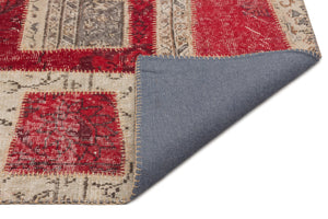 Red Over Dyed Patchwork Unique Rug 5'3'' x 7'8'' ft 160 x 233 cm