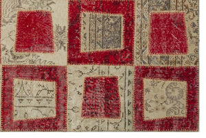 Red Over Dyed Patchwork Unique Rug 5'3'' x 7'8'' ft 160 x 233 cm