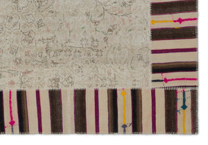 Naturel Over Dyed Patchwork Unique Rug 6'2'' x 9'1'' ft 187 x 278 cm