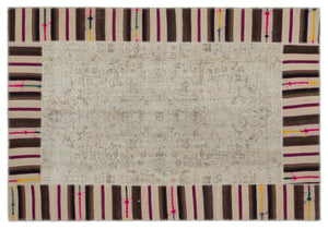 Naturel Over Dyed Patchwork Unique Rug 6'2'' x 9'1'' ft 187 x 278 cm