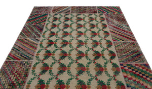 Retro Over Dyed Patchwork Unique Rug 6'4'' x 9'7'' ft 192 x 293 cm