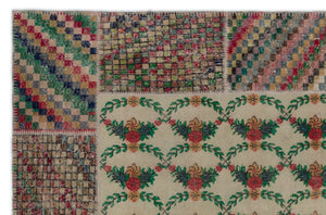 Retro Over Dyed Patchwork Unique Rug 6'4'' x 9'7'' ft 192 x 293 cm