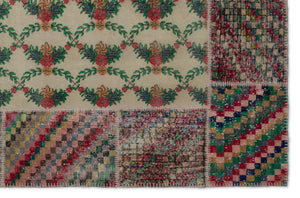 Retro Over Dyed Patchwork Unique Rug 6'4'' x 9'7'' ft 192 x 293 cm